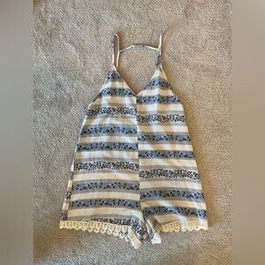 Blue and white romper by En Crème. Size small.